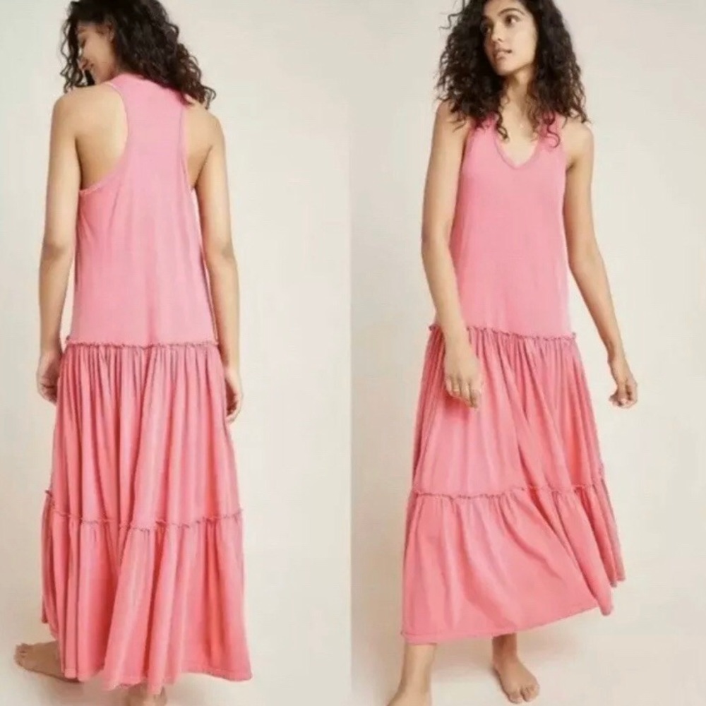 Anthropologie Sundry Pink Tiered Maxi Dress